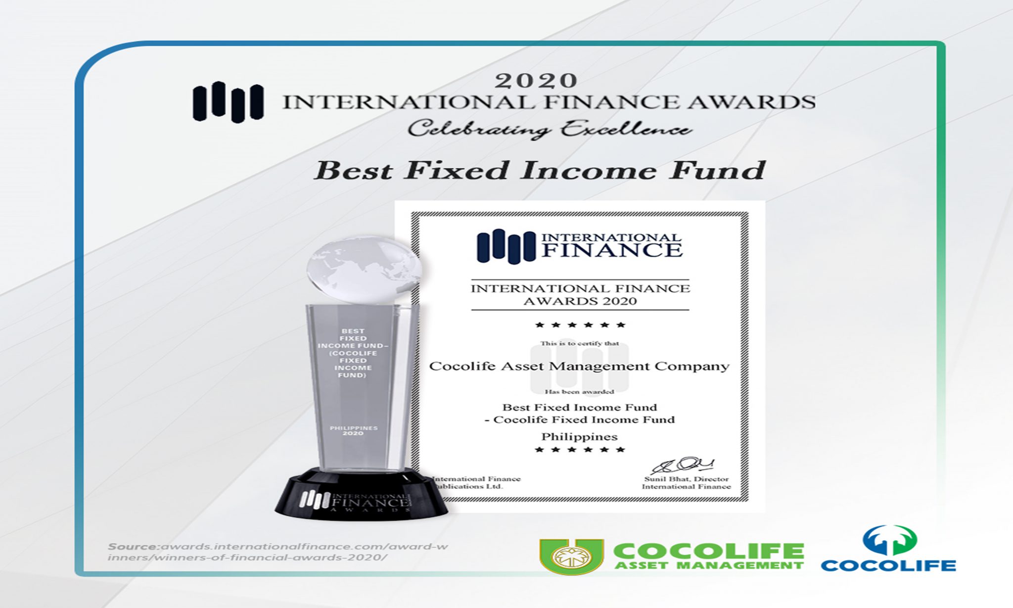 CAMCI’s Cocolife Fixed Fund won the Best Fixed Fund at this year’s International