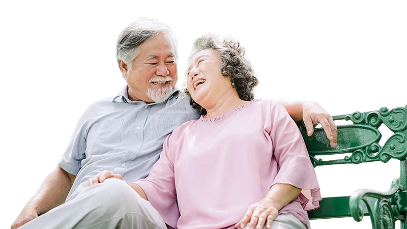 Elderly couple with Cocolife flexi retirement insurance plan in the Philippines